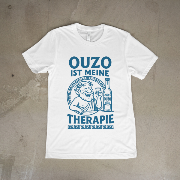 T-Shirt "Ouzo ist meine Therapie" – Lustiges Griechenland Motiv für Ouzo-Fans